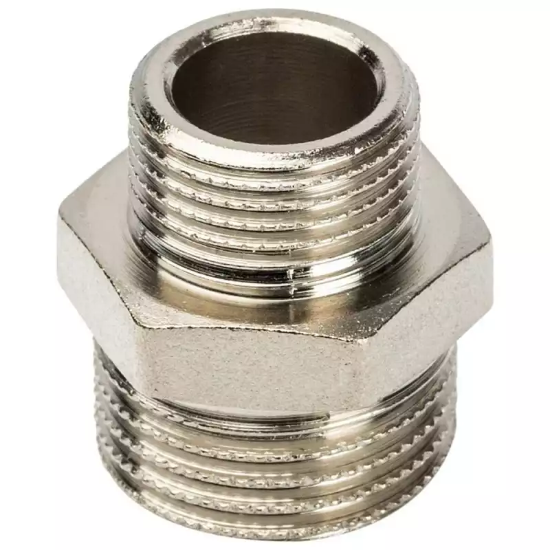 Ниппель НН переходной никелированный 1/2X3/8 SFT-0004-001238 STOUT