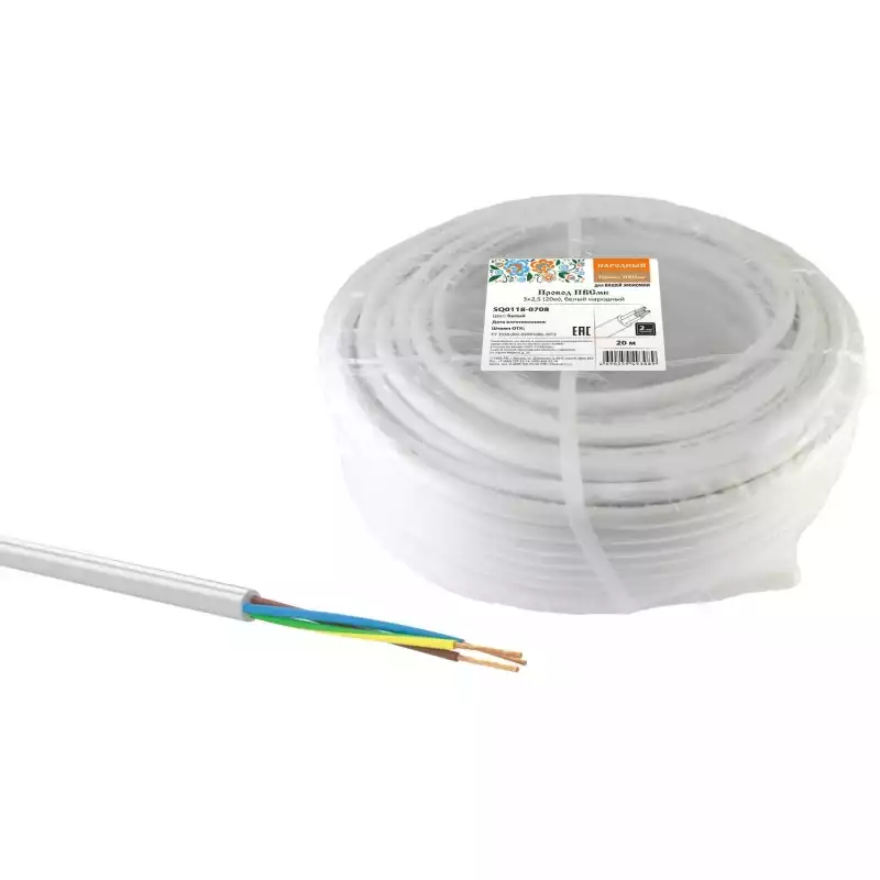 Провод TDM ELECTRIC ПВСмб 3х2,5 (20), белый