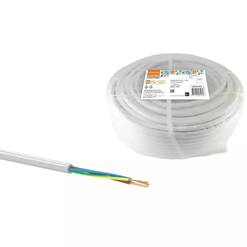 Провод TDM ELECTRIC ПВСмб 4х1 белый (100)