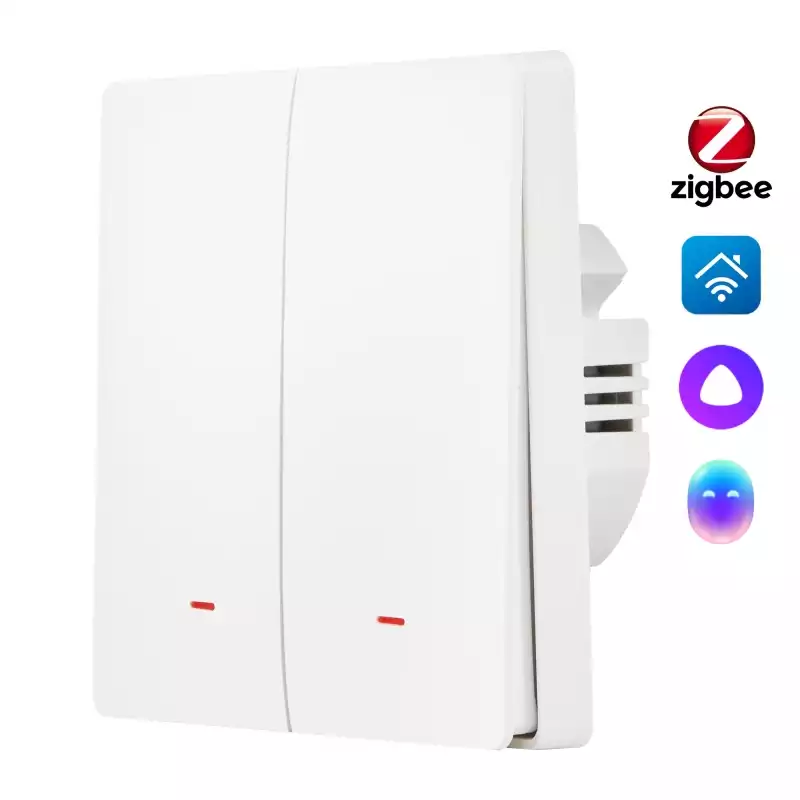 Выключатель HOMMYN настенный zigbee 2 клавиши (без нейтрали) SWZBNN02W