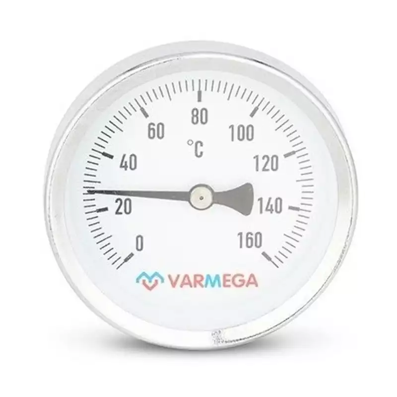 Термометр VARMEGA биметаллич. с погр. гильзой 63 мм, 160гр.С, штуц.50 мм, 1/2