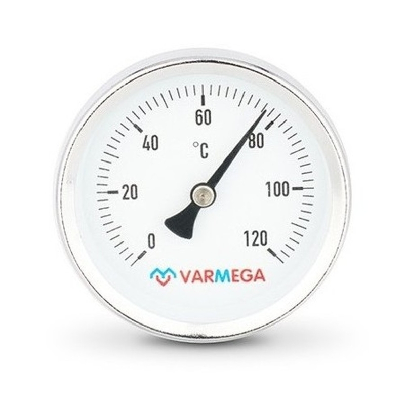 Термометр VARMEGA биметаллич. с погр. гильзой 63 мм, 120гр.С, штуц.50 мм, 1/2