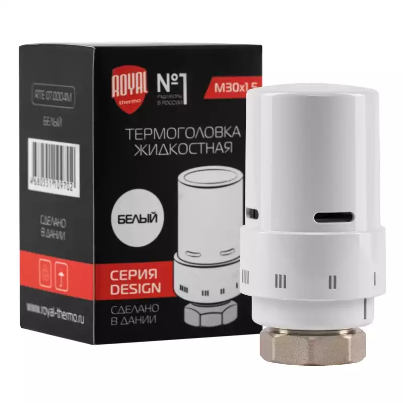 Термоголовка жидкостная Royal Thermo Design М30х1,5 (белый) RTE 07.0004M