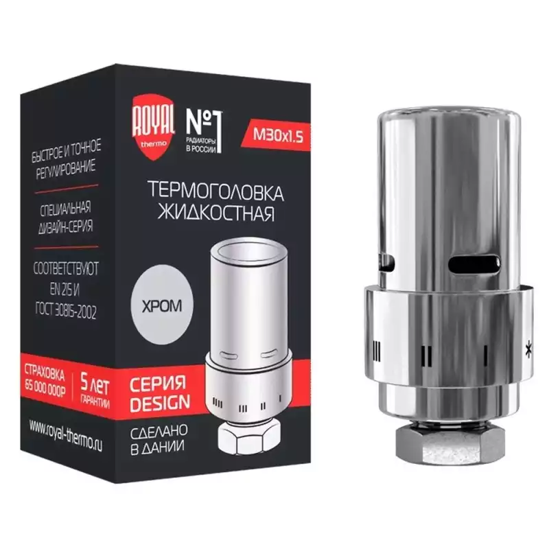 Термоголовка жидкостная Royal Thermo Design М30х1,5 (хром) RTE 07.0006M