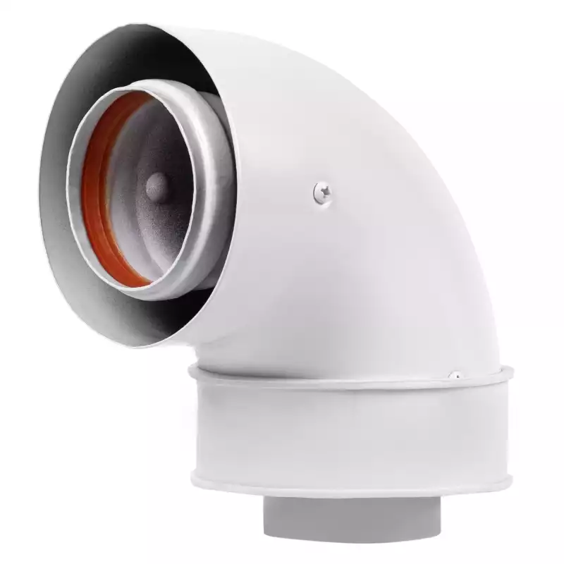 Отвод коаксиальный промежуточный Royal Thermo 60/100, 90 гр. M/M, подкл. через хомут