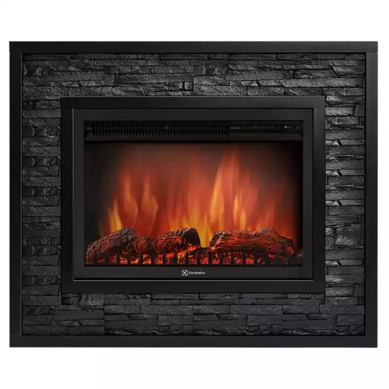 Каминокомплект: Очаг Electrolux EFP/P-3020LS, портал Loft 30 камень черный, черная эмаль