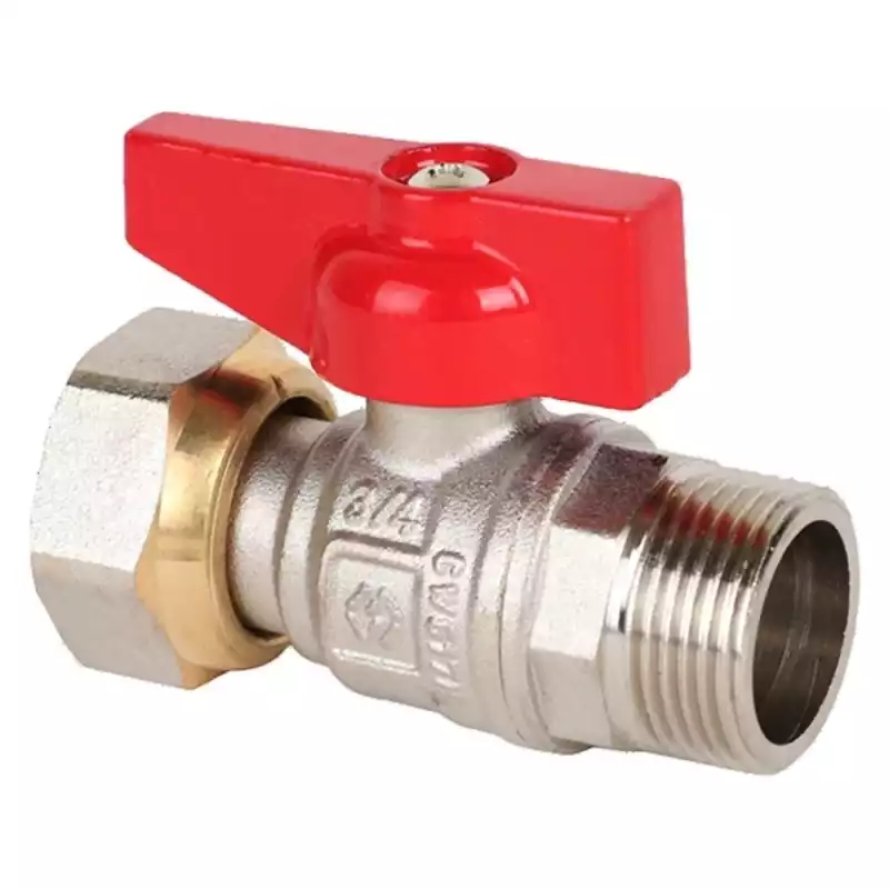 Кран шаровой латунный MVI DN15 PN25 нр-накидная гайка, бабочка