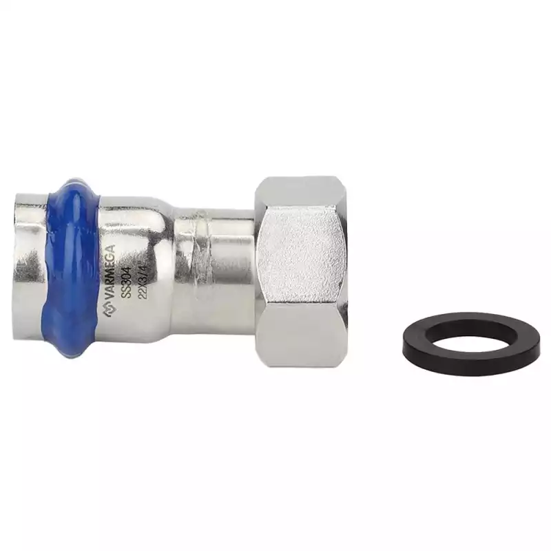 Муфта VARMEGA раструбная Inox Press с накидной гайкой 28x3/4