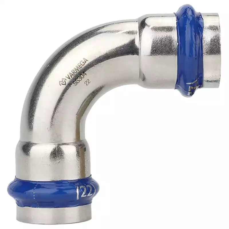 Угольник VARMEGA 90гр. двухраструбный Inox Press 54x54