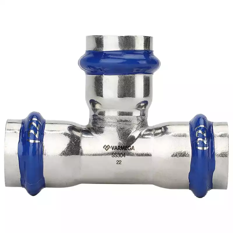 Тройник VARMEGA раструбный Inox Press 35x35x35