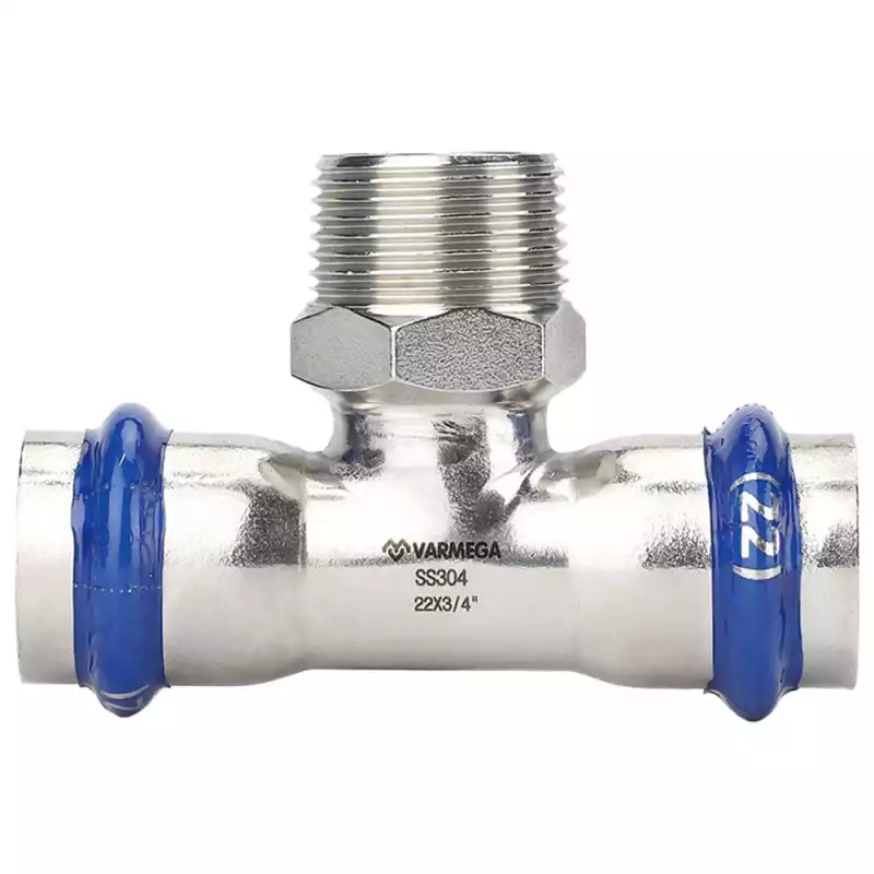 Тройник VARMEGA раструбный Inox Press НР 18x3/4