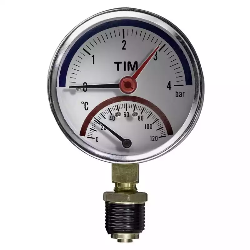 Термо-манометр TIM радиальный 6 бар, от 0гр. до 120гр., 1/2