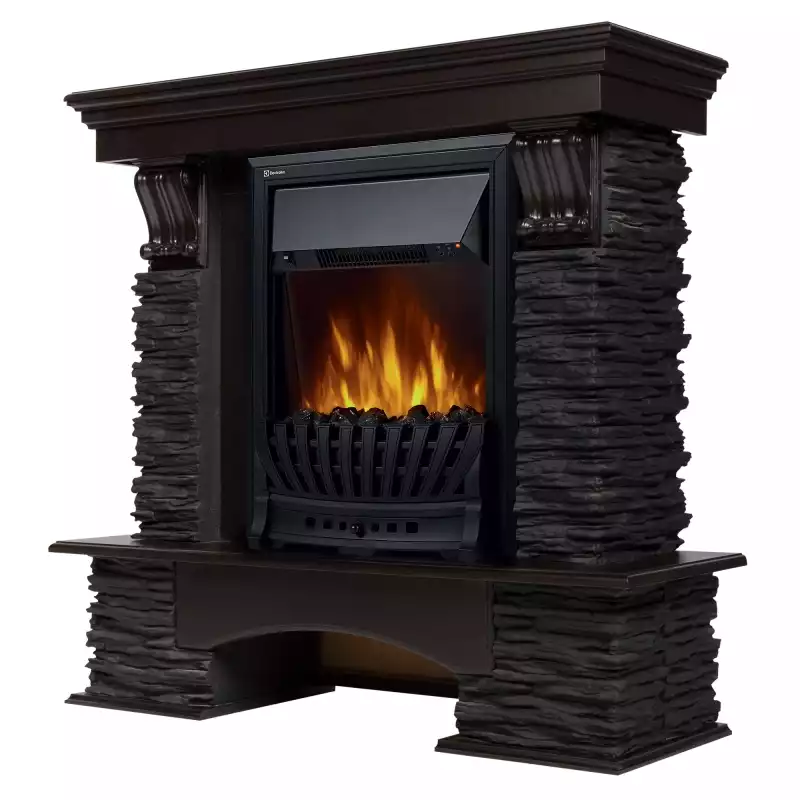 Портал Firelight Pietra Nuovo Classic камень сланец чёрный, шпон венге