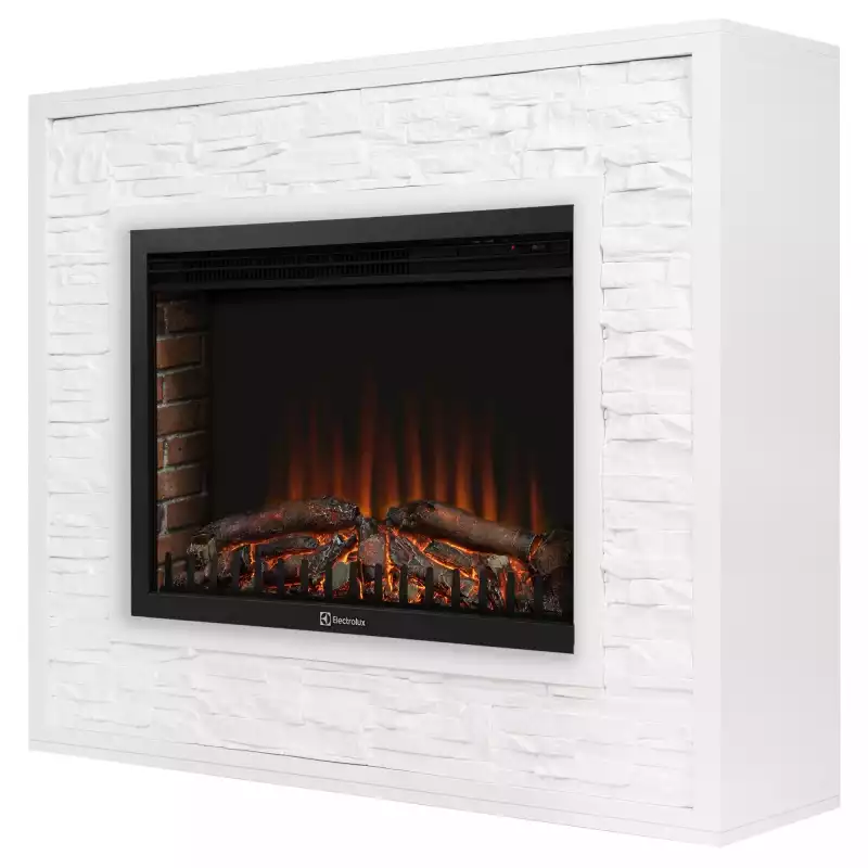 Портал Firelight Loft 30 камень белый, белая эмаль