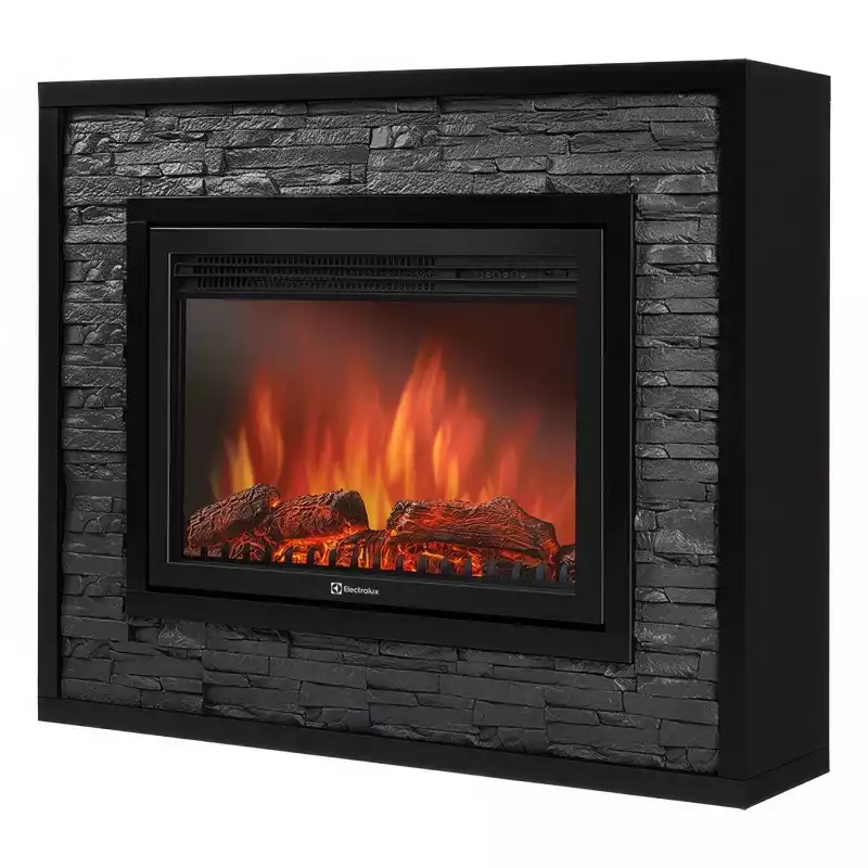 Портал Firelight Loft 30 камень черный, черная эмаль