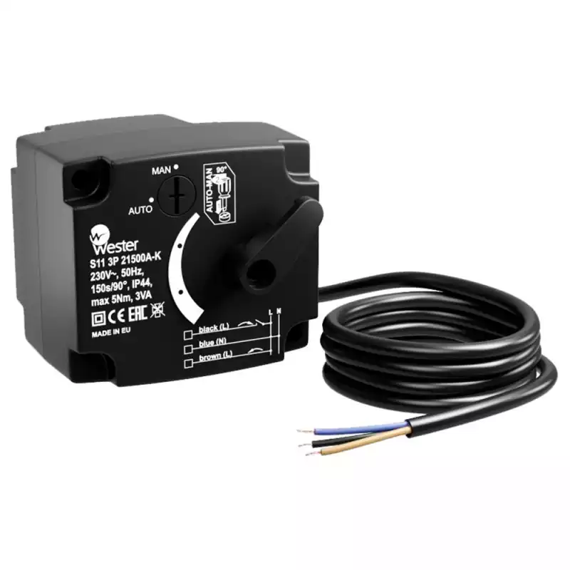 Привод Wester S11 3P 21500A-K 230 VAC 50 Hz 150s/90гр 3-точ. SPDT 5 Nm