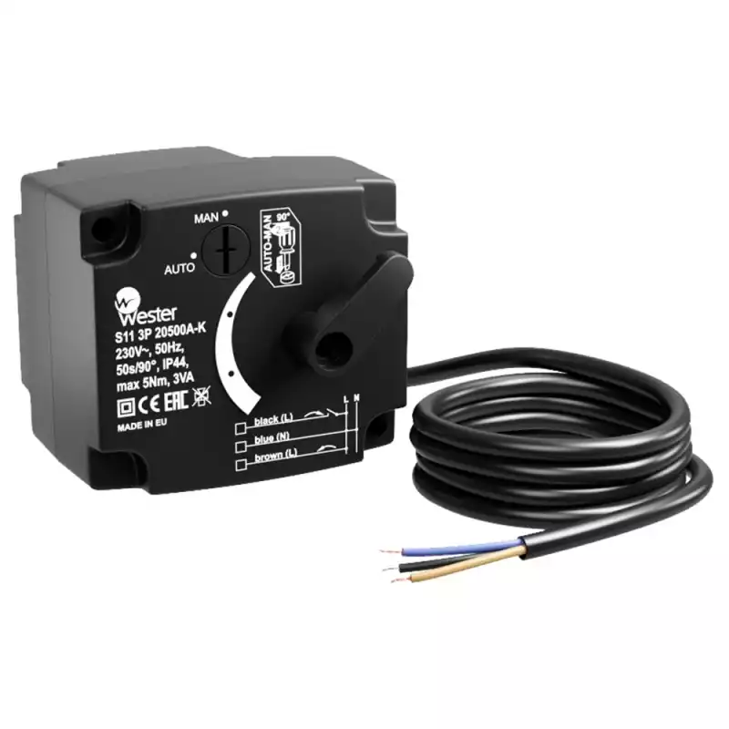 Привод Wester S11 3P 20500A-K 230 VAC 50Hz 50 сек./90 гр. 3-точ. SPDT 5 Nm