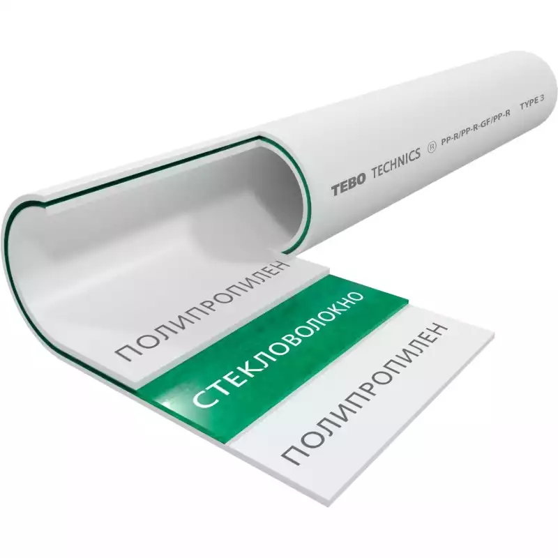 Труба TEBO SDR6 (PN20) 125x20,8 армированная стекловолокном бел. PP-R метр (4)