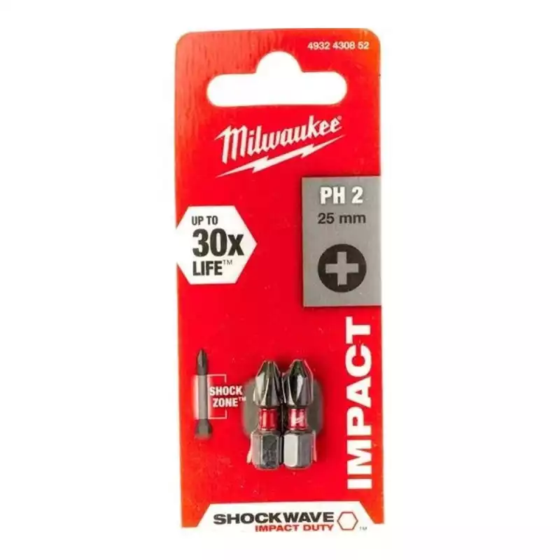Насадка Milwaukee SHOCKWAVE PH2 25мм (упак_2) 4932430852