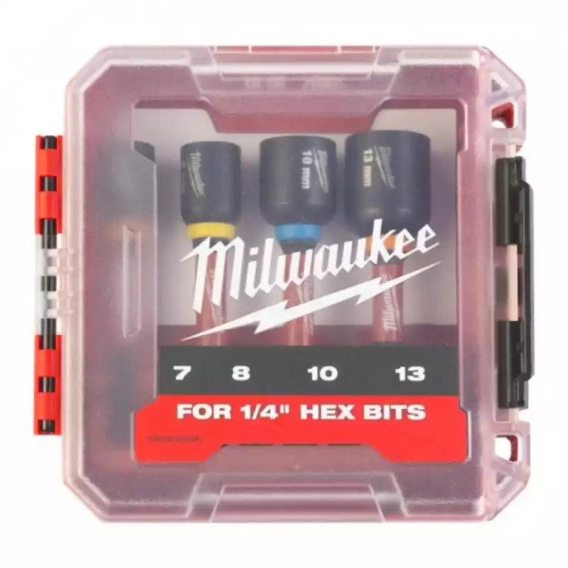 Набор насадок Milwaukee SHOCKWAVE магнитных торцевых (4) , хв. 1/4