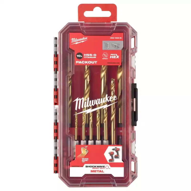Набор сверл Milwaukee по металлу RedHEX HSS-TiN 10ед. 3-10мм GEN II