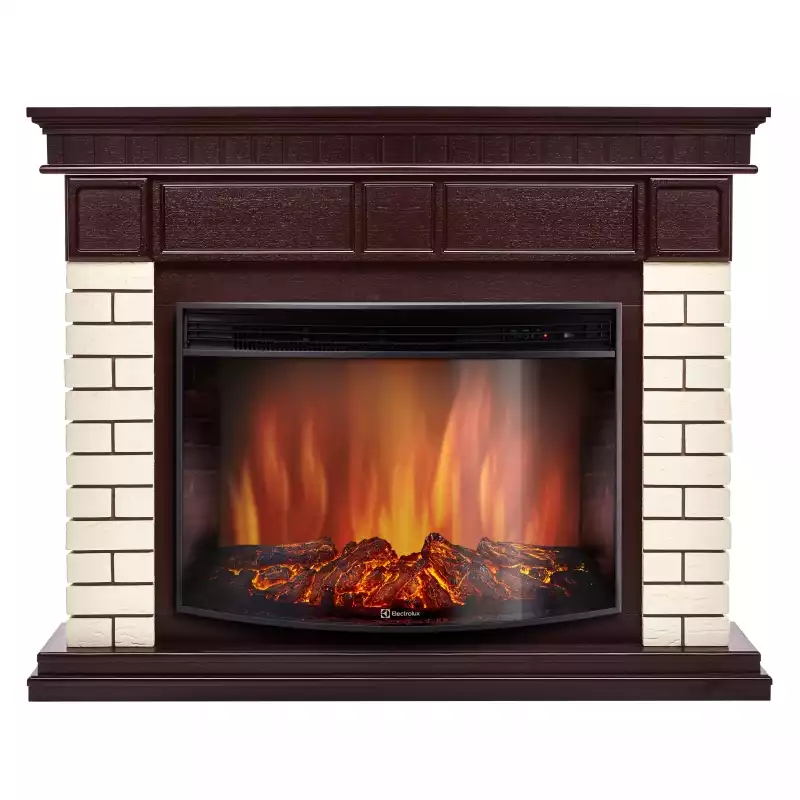 Каминокомплект: Очаг Electrolux EFP/P-2720RLS, портал Bricks 25 камень бежевый, шпон темный дуб